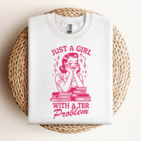 Just A Girl With A Tbr Problem SVG File Trendy Vintage Bookish Retro Art Design For Graphic Tees Design