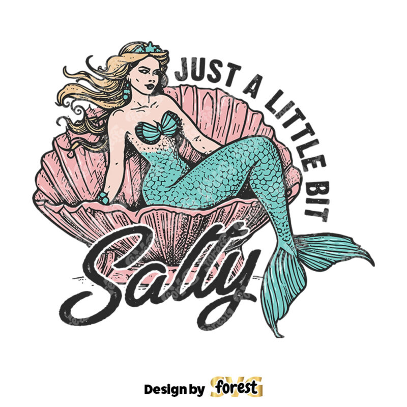Just A Little Bit Salty SVG Mermaid Shirt Design Retro Summer Vector SVG Beach Shirt Design Retro Summer Design