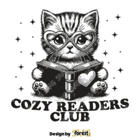 Kitten Cozy Readers Club SVG Trendy Bookish SVG Cute Bookish SVG Bookish SVG Vintage SVG