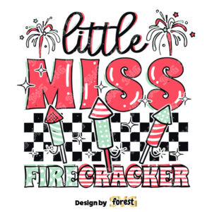 Little Miss Firecracker SVG American 4th July SVG Groovy 4th July Kids