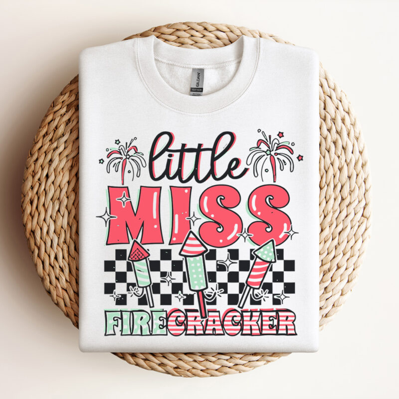 Little Miss Firecracker SVG American 4th July SVG Groovy 4th July Kids Design