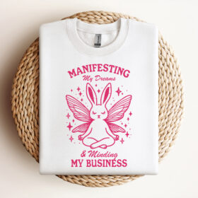 Manifesting My Dreams Fairy Bunny SVG File Trendy Vintage Spiritual Manifesting Design For Graphic Tees Design