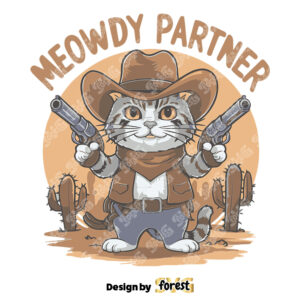 Meowdy Partner Funny Cowboy Cat SVG