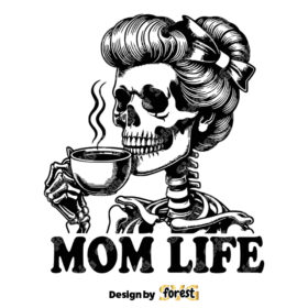 Mom Life Skeleton Drinking Coffee SVG Coffee SVG Digital Design For T Shirts Stickers Tote Bags Vintage SVG