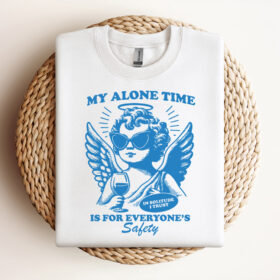 My Alone Time Is For EveryoneS Safety SVG File Trendy Vintage Cherub Angel Retro Design For Graphic Tees Design