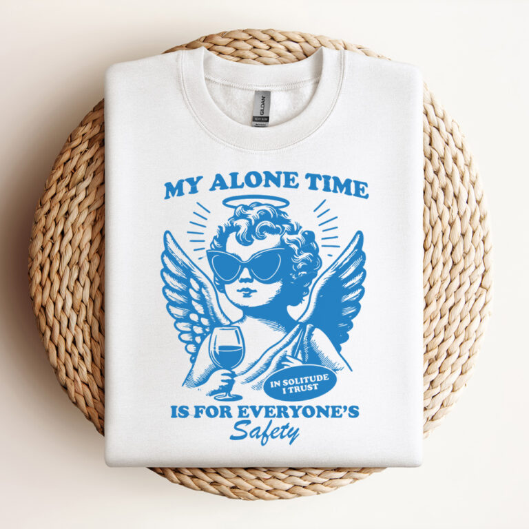 My Alone Time Is For EveryoneS Safety SVG File Trendy Vintage Cherub Angel Retro Design For Graphic Tees Design