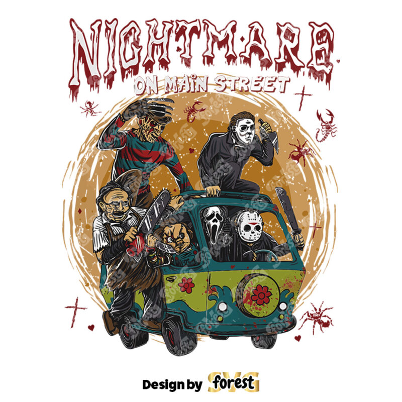Nightmare On Main Street Horror PNG Graphic Design File 0