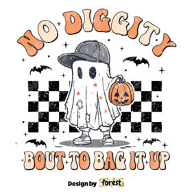 No Diggity Bout To Bag It Up SVG Cool Ghost SVG Retro Ghost SVG Retro Halloween Design