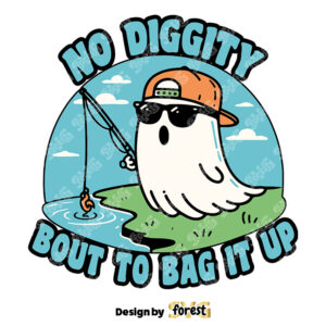 No Diggity Bout To Bag It Up SVG Retro Cute Ghost SVG Ghost Fishing SVG Halloween SVG