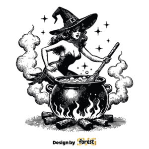 Pin Up Witch SVG Halloween SVG Witch SVG Halloween Witch Pin Up SVG Vintage SVG