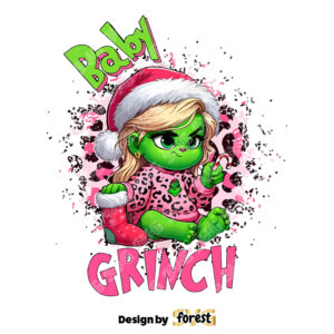 Pink Baby Grinch Boujee Leopard PNG 0