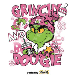 Pink Grinchy And Bougie Christmas SVG 0