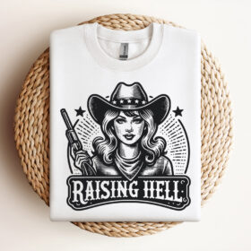 Raising Hell SVG Cut File Cowgirl SVG Cowboy SVG Vintage SVG Design