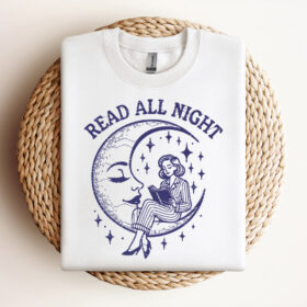 Read All Night SVG File Trendy Vintage Bookish Retro Art Design For Graphic Tees Design