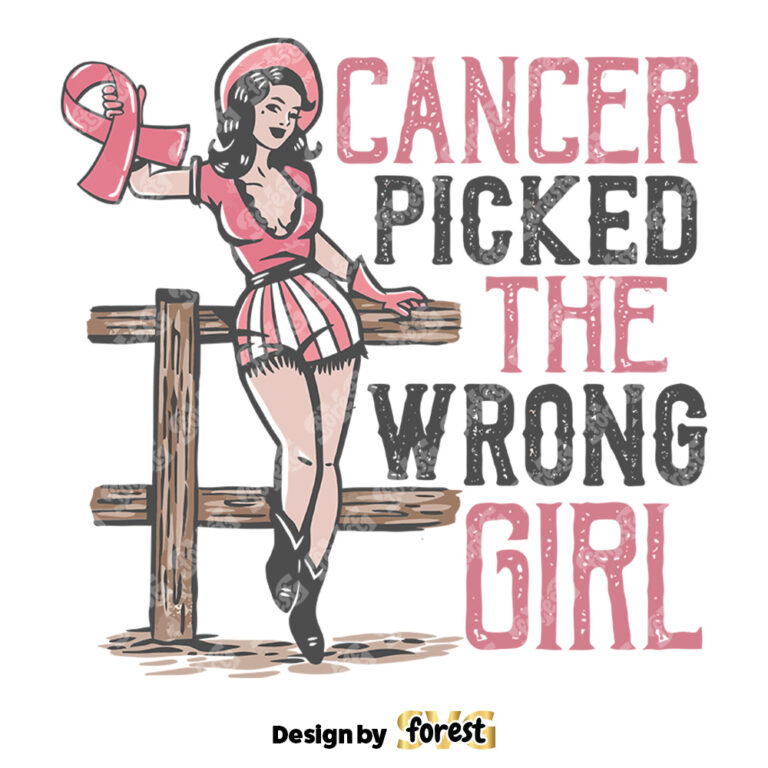 Retro Breast Cancer Design SVG Cancer Picked the Wrong Girl Vintage Awareness Shirt SVG
