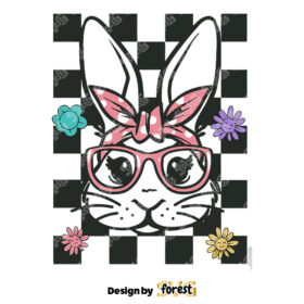 Retro Bunny Bandana SVG Cute Bunny With Bandana And Glasses SVG Cute Bunny SVG