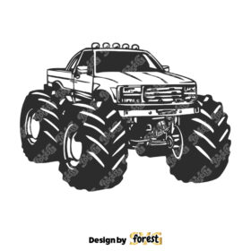 Retro Cartoon Monster Truck Vector SVG