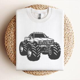 Retro Cartoon Monster Truck Vector SVG Design