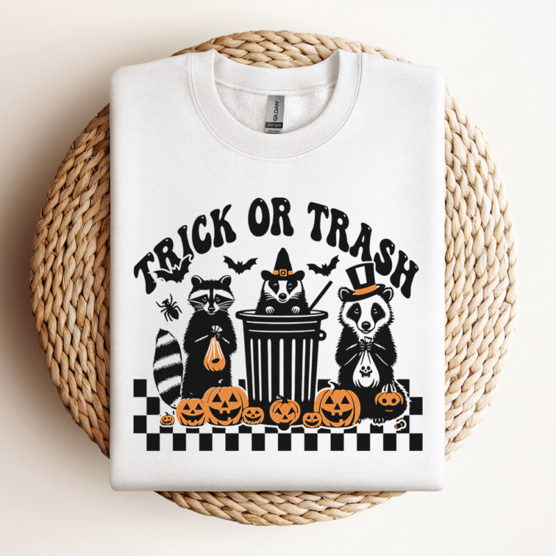 Retro Checkered Trick Or Trash SVG Trick Or Treat SVG Halloween Raccoon SVG Design