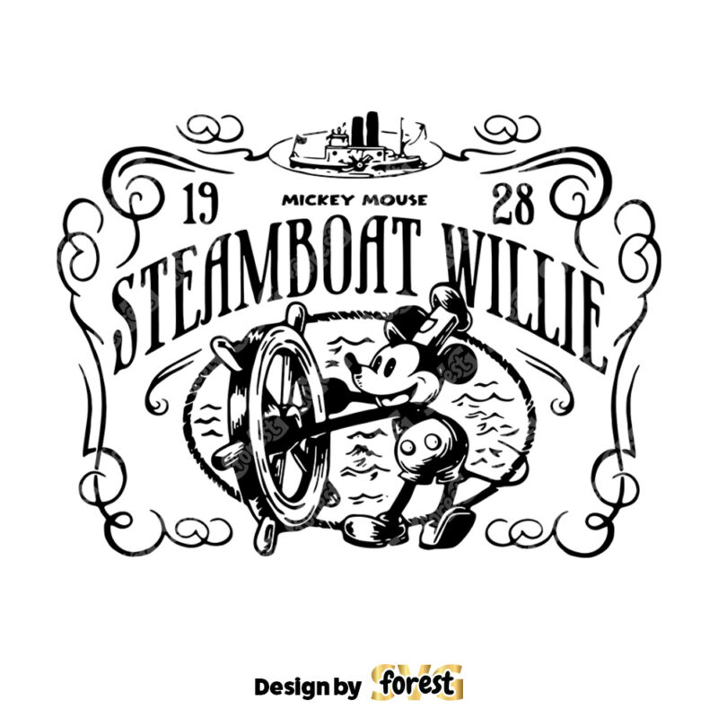 Retro Disney Steamboat Willie Mickey Mouse SVG 0