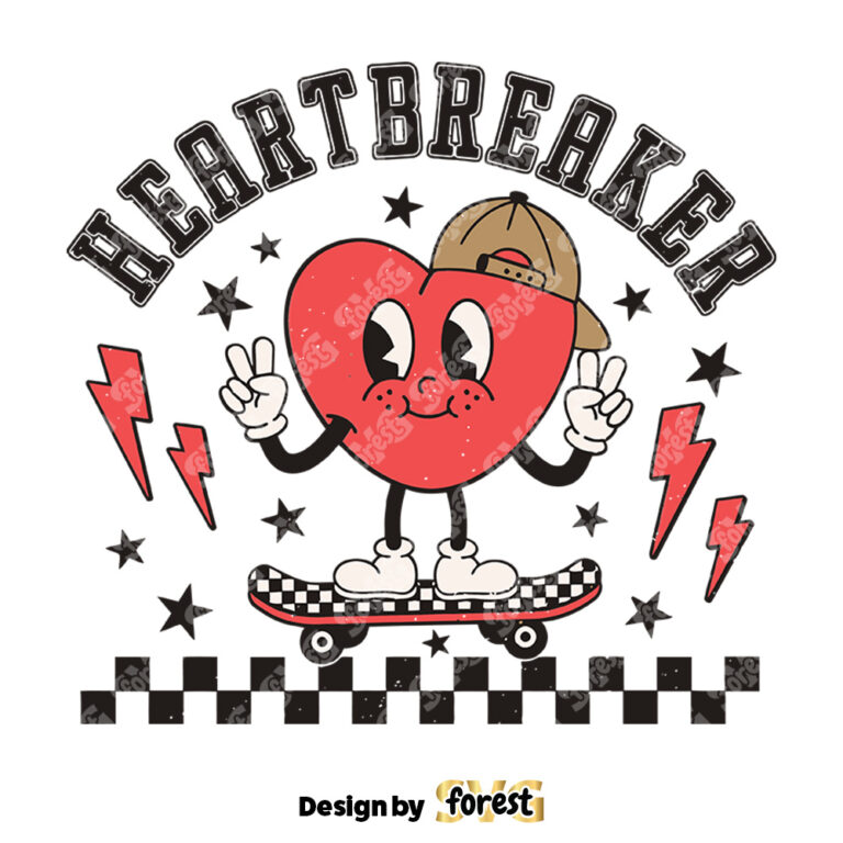 Retro Heart Breaker Happy Valentines Day SVG 0
