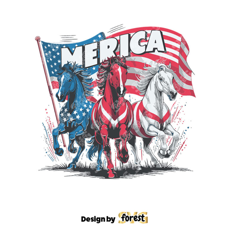 Retro Merica Horse USA Flag SVG