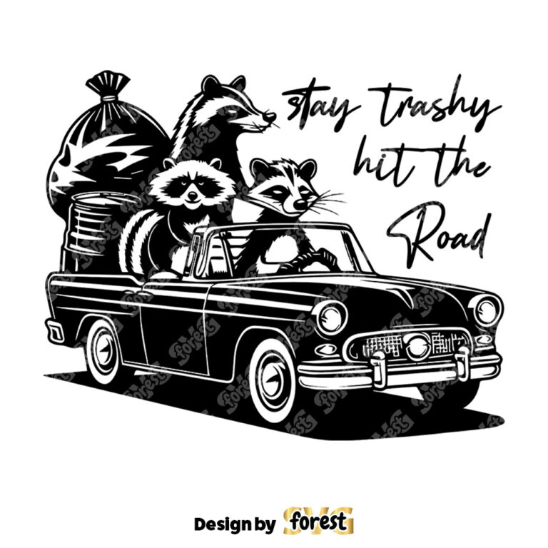 Retro Stay Trashy Hit the Road SVG Funny Stay Trasy Raccoons Opossums Squad Team Trashy Funny Animals SVG
