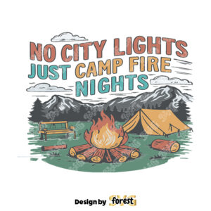 Retro Summer No City Lights Just Camp Fire Nights SVG