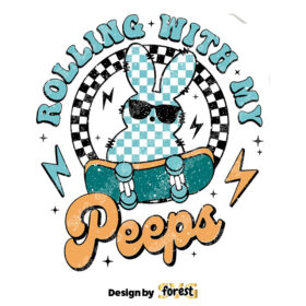 Rolling With My Peeps SVG Easter SVG Skateboard Bunny SVG Vector Designs Retro Easter SVG Boy Easter SVG