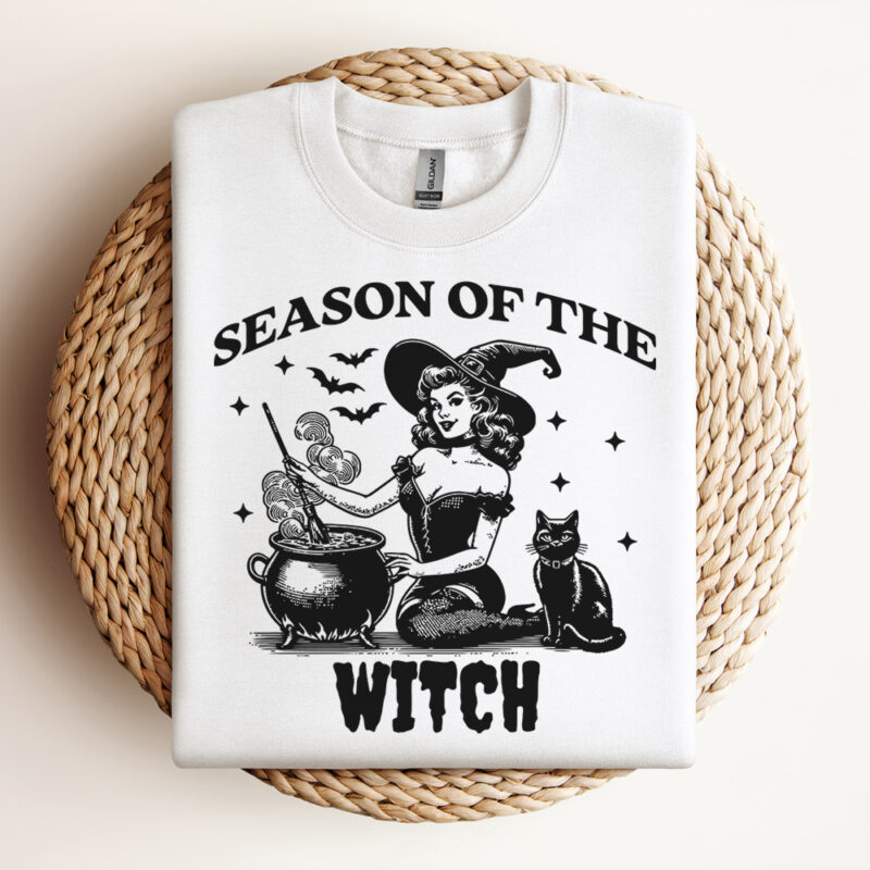 Season Of the Witch SVG Halloween SVG Witch SVG Halloween Witch Pin Up SVG Vintage SVG Design