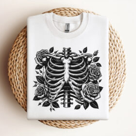 Skeleton Rib Cage SVG Skeleton Roses SVG Vector Art Digital Download For Shirts Vintage SVG Design