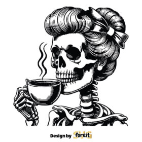 Skull Coffee SVG Coffee SVG Digital Design For T Shirts Stickers Tote Bags Vintage SVG