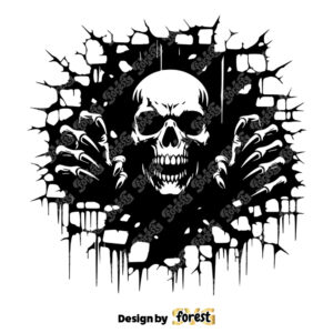 Skull In the Wall SVG Skeleton Digital Download Funny Spooky SVG