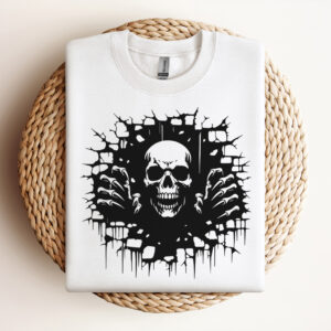 Skull In the Wall SVG Skeleton Digital Download Funny Spooky SVG Design