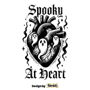 Spooky At Heart SVG Halloween Ghosts SVG Heart SVG Halloween Digital Design For Tshirt Tote Bags Vintage SVG