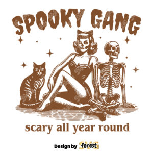 Spooky Gang SVG Halloween SVG Skeleton SVG Witch SVG Halloween Fall Autumn SVG Design For Tshirt Vintage SVG