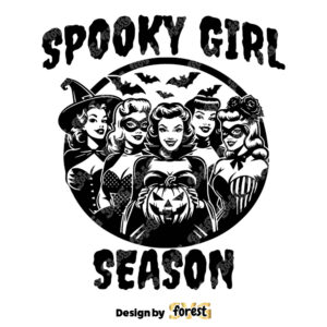 Spooky Girl Season SVG Halloween SVG Witch SVG Halloween Witch Pin Up SVG Vintage SVG