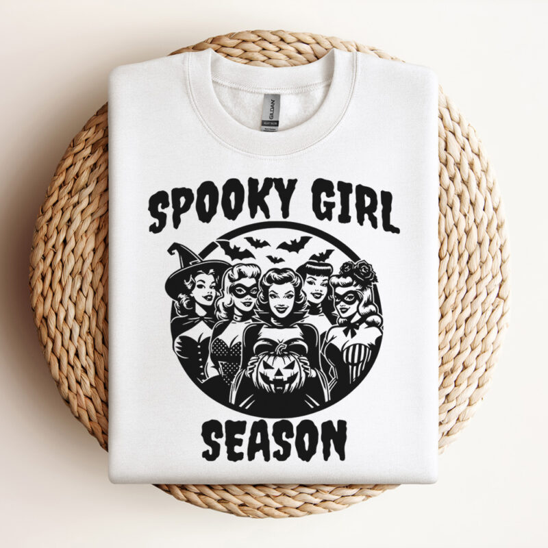 Spooky Girl Season SVG Halloween SVG Witch SVG Halloween Witch Pin Up SVG Vintage SVG Design