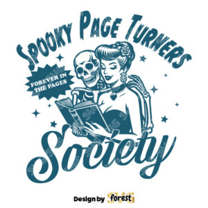 Spooky Page Turners Society SVG Halloween Bookish SVG Skeleton SVG Bookish SVG Vintage SVG