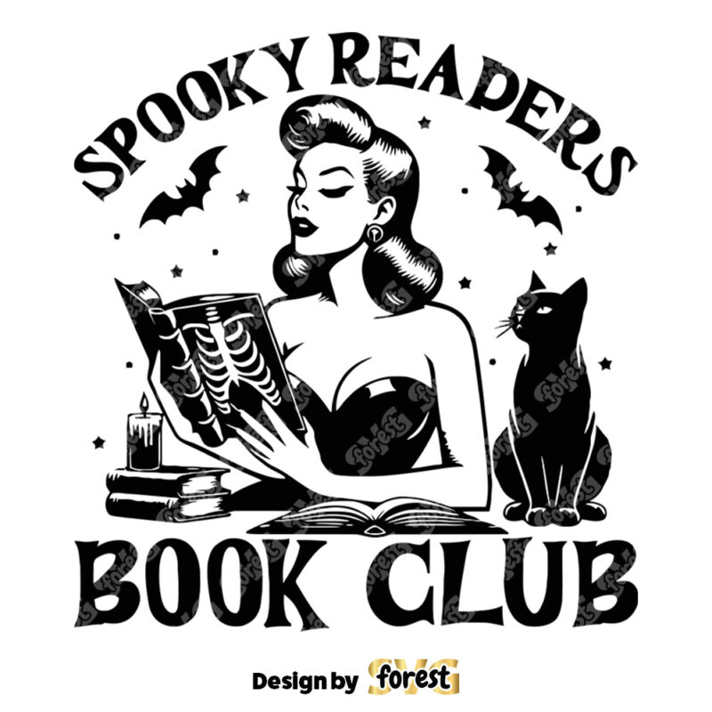 Spooky Readers Book Club SVG Halloween Bookish SVG Skeleton SVG Bookish SVG Book Reader Book Lover Vintage SVG