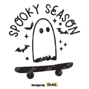 Spooky Season SVG Halloween SVG Halloween Shirt SVG Spooky Vibes SVG Ghost Skateboard Trendy SVG