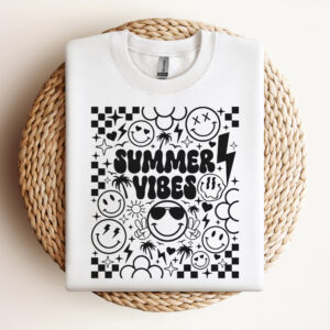 Summer Vibes SVG Retro Summer SVG Groovy Summer Vibes Smiley Face SVG Design