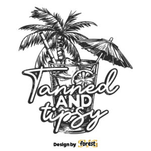 Tanned And Tipsy SVG Summer Vector Design Retro Beach Shirt SVG Vacation Shirt Print Beach Girl Vector
