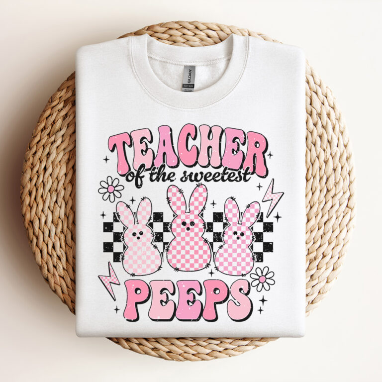 Teacher Of Sweetest Peeps SVG Teacher SVG Easter SVG Easter Bunny SVG Retro Easter SVG Design