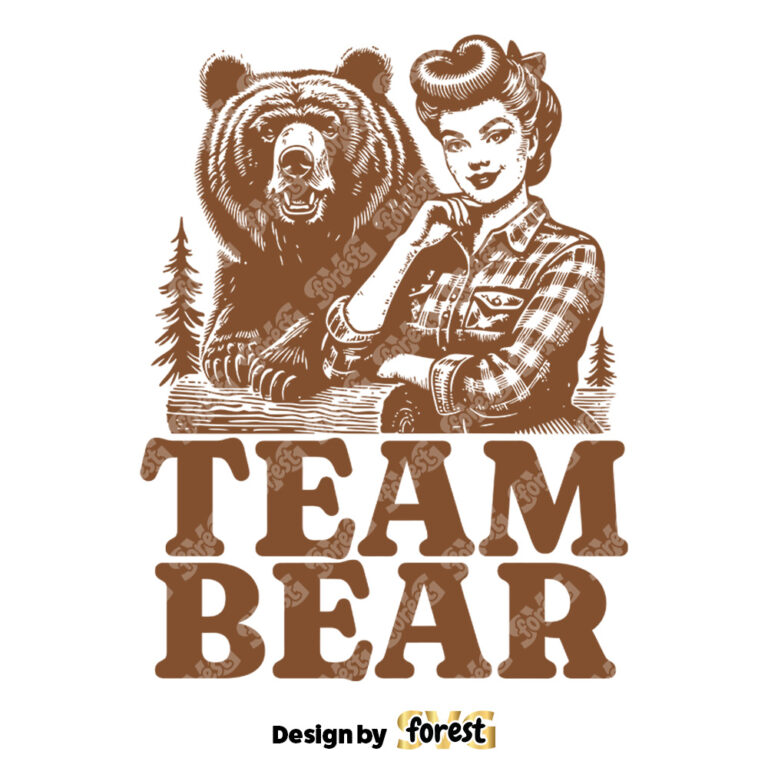 Team Bear SVG Bear Pin Up Woman Trending Design Digital Design For Tshirt Sweater Tote Bags Vintage SVG
