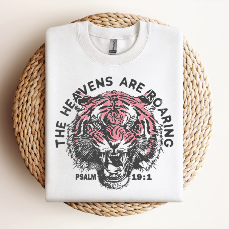 The Heavens Are Roaring SVG Christian Shirt Design Retro Tiger Vector Design