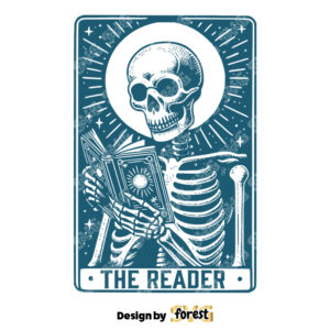 The Reader Tarot Card SVG Halloween Bookish SVG Skeleton SVG Bookish SVG Book Reader Book Lover Vintage SVG