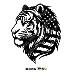 Tiger SVG Tiger Head With USA Flag SVG American Flag SVG Tiger Face SVG