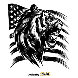 Tiger SVG Tiger Head With USA Flag SVG Tiger Face SVG American Flag SVG Tiger Shirt Design