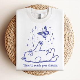 Time To Reach Your Dreams SVG File Trendy Vintage Cat Design For Graphic Tees Stickers Tote Bags Design